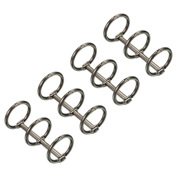 Uxcell 0.63" Dia 3 Circle Detachable Metal Binder Rings Loose Leaf Rings Dark Grey 4 Pack