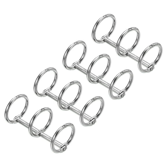 Uxcell 0.63" Dia 3 Circle Detachable Metal Binder Rings Loose Leaf Rings Silver Tone 4 Pack