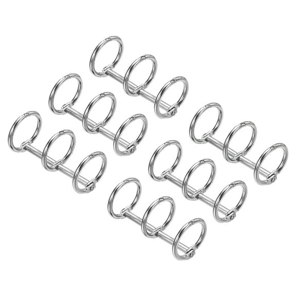 Uxcell 0.63" Dia 3 Circle Detachable Metal Binder Rings Loose Leaf Rings Silver Tone 6 Pack