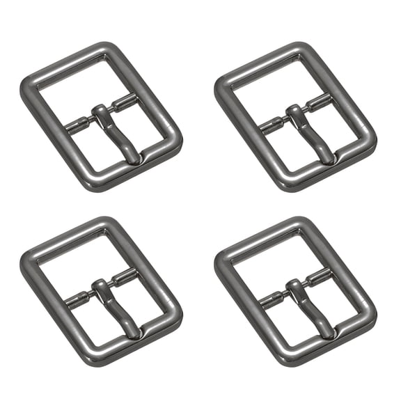 Uxcell 0.63 IN(16mm) Single Prong Belt Buckle [4Pcs] - Metal Center Bar Buckle - [Black] Square Loops Clasp