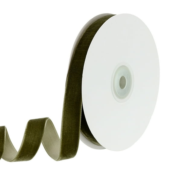 Uxcell 0.63 Inch x 10 Yard Velvet Ribbons Single Faced Vintage Velvet Ribbons Spool for Decor DIY Army Green