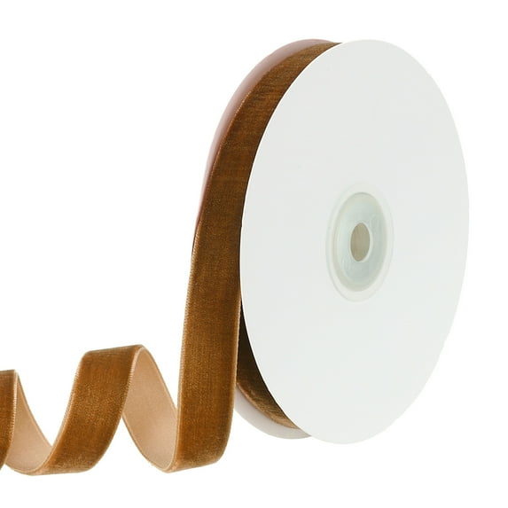 Uxcell 0.63 Inch x 10 Yard Velvet Ribbons Single Faced Vintage Velvet Ribbons Spool for Decor DIY Khaki