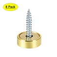 thumbnail image 1 of Uxcell 0.63'' Mirror Screws Decorative Cap Cover Nails Polished Stainless Steel Golden 8pcs, 1 of 6