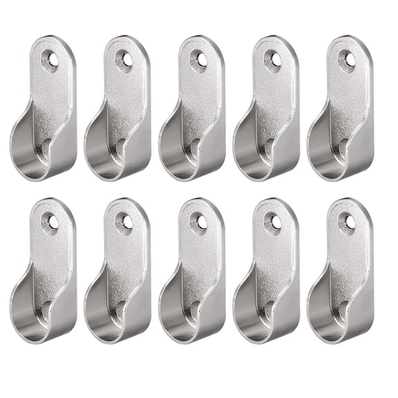 Uxcell 0.63'' Oval Closet Rod End Supports Rod Flange Bracket Support Fit Rod Dia Zinc Alloy Silver Tone 10 Pack