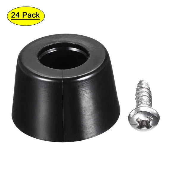 Uxcell 0.63" W x  0.39" H Rubber Bumper Feet, Stainless Steel Screws and Washer 24 Pack
