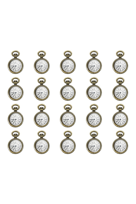 0.67x0.43" Zinc Alloy Watch Clock Charm Pendant Pocket Watch Charm, 20Pcs, Bronze Tone