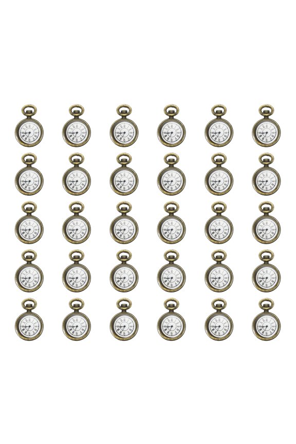 0.67x0.43" Zinc Alloy Watch Clock Charm Pendant Pocket Watch Charm, 30Pcs, Bronze Tone