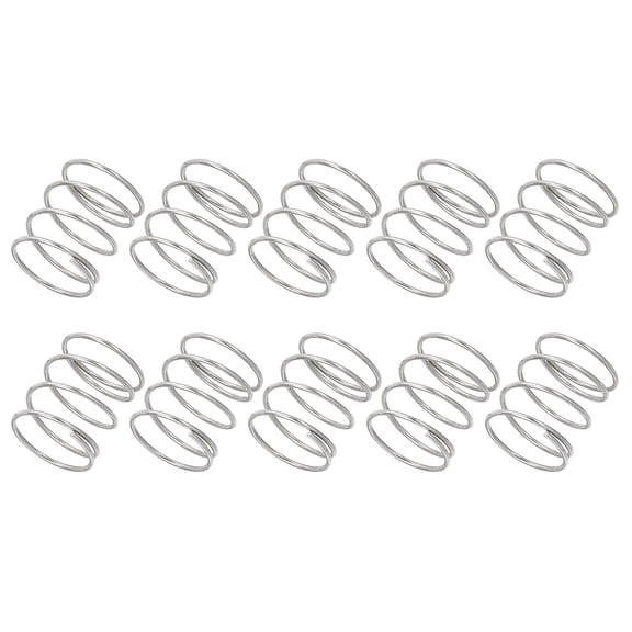 Uxcell 0.6mm Wire Dia x 10mm OD x 10mm L Compression Spring, 304 Stainless Steel Mechanical Extension Small Springs 10 Pcs