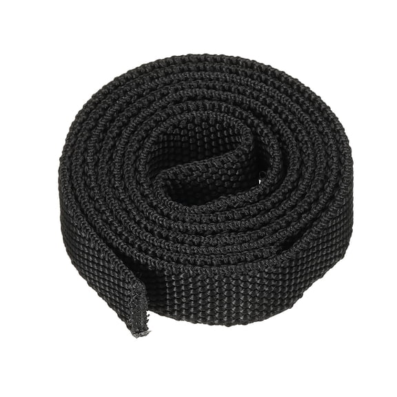 Uxcell 0.7" Flat Dia 3.3FT Nylon Protective Hose Sleeve, Cable Cover Sheath Protection, Black