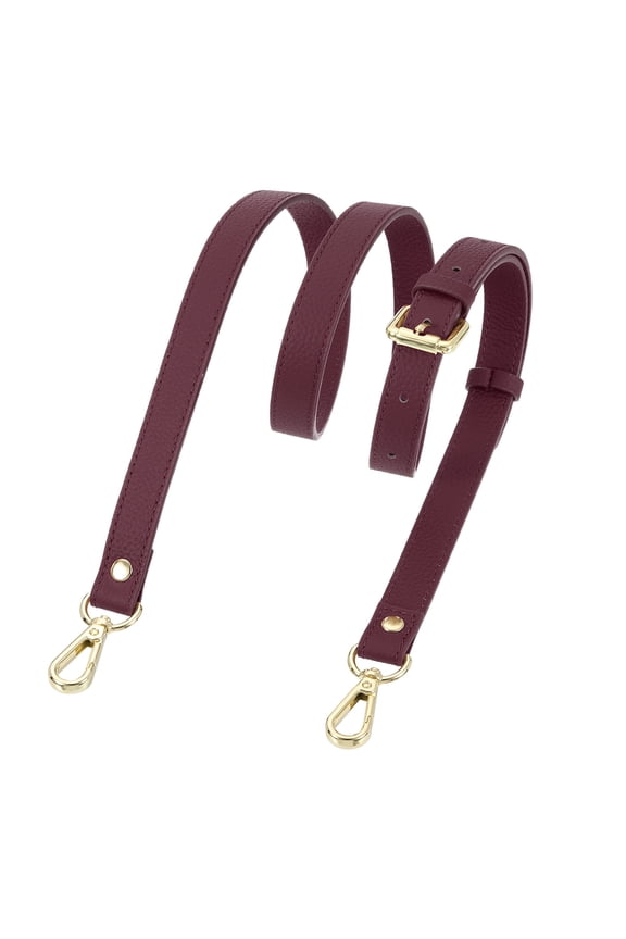0.7" Genuine Leather Purse Strap for Bag (Burgundy, Gold Buckle)