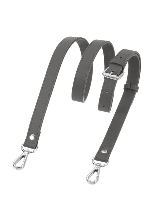 0.7" Genuine Leather Purse Strap for Bag (Dark Gray, Silver Buckle)