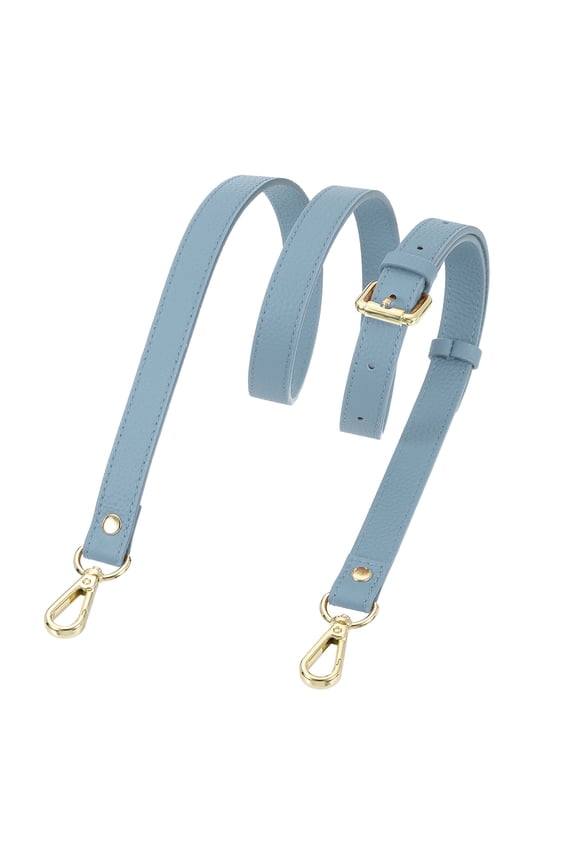 0.7" Genuine Leather Purse Strap for Bag (Sky Blue, Gold Buckle)