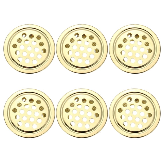 Uxcell 0.7 Inch (19mm) Circular Air Vents, 6 Pack Stainless Steel Soffit Vent Louver Round Mesh Hole Flat Louver for Kitchen Bathroom Shoe Cabinet Wardrobe, Gold