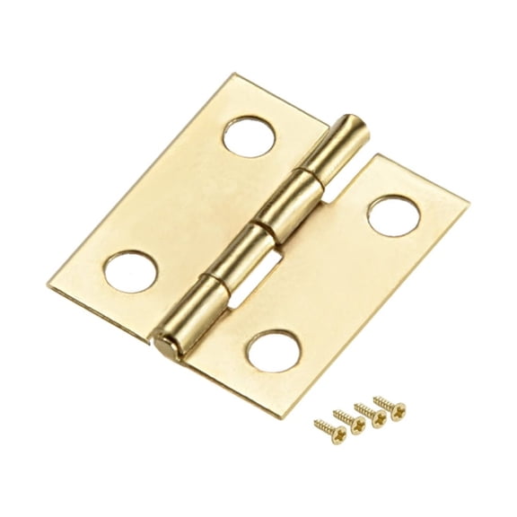 Uxcell 0.7" Small Hinge Case Wooden Box Hinges Fittings Golden Plain 10Pcs