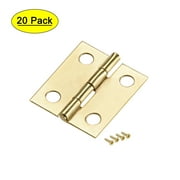 Uxcell 0.7" Small Hinge Case Wooden Box Hinges Fittings Golden Plain 20Pcs