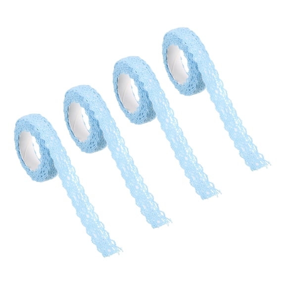 Uxcell 0.7" Wide 2 Yards Self-Adhesive Lace Tape Ribbon Stickers Masking Cotton Decorative for Craft, Blue 4 Pack