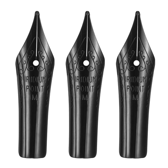 Uxcell 0.7 mm Line Width Fountain Pen Nib Replacement, 3 Pack 304 Stainless Steel Special Spare Ink Dip Calligraphy Pen Nib for Drawing Writing Signing, Black(M Tip)