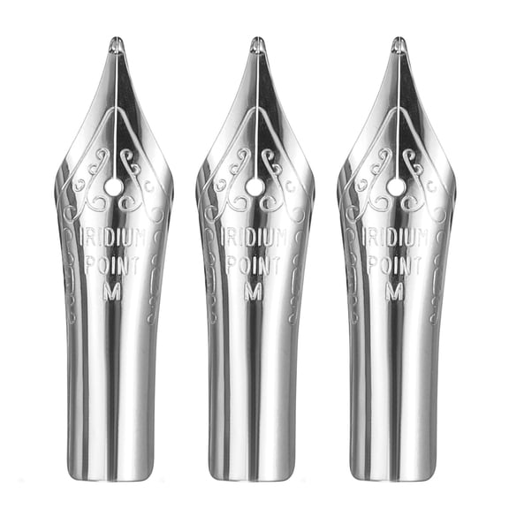Uxcell 0.7 mm Line Width Fountain Pen Nib Replacement, 3 Pack 304 Stainless Steel Special Spare Ink Dip Calligraphy Pen Nib for Drawing Writing Signing, Silver(M Tip)