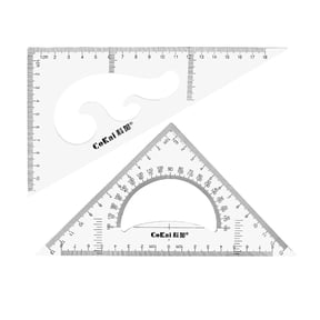 Uxcell 0.71'' 30/60 0.51'' 45/90 Degrees Triangle Ruler Square Set with Built-in Protractor Transparent Set of 2
