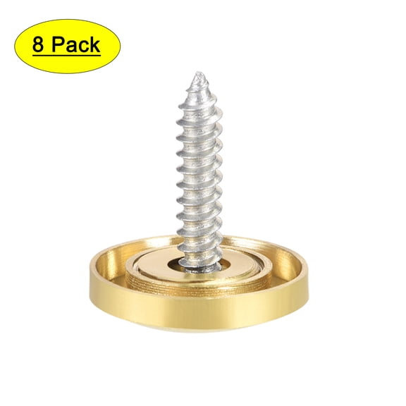 Uxcell 0.71'' Mirror Screw Decorative Cap Cover Nail Stainless Steel Gold Tone 8 pcs
