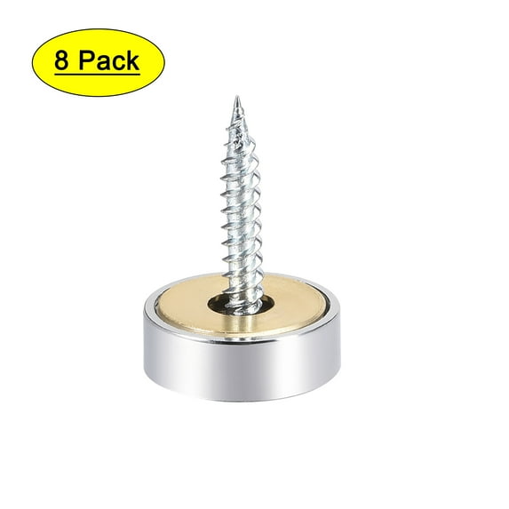 Uxcell 0.71'' Mirror Screw Decorative Cap Cover Nail Stainless Steel Silver Tone 8pcs