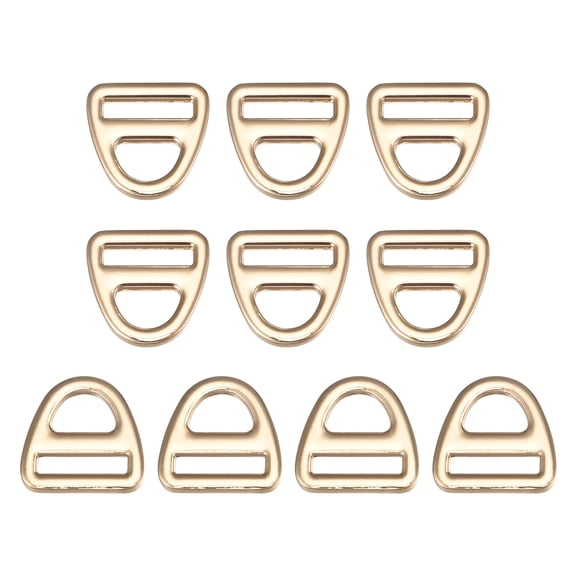 Uxcell 0.75" 19mm Adjuster Triangle with Bar Swivel Clip D Dee Ring Buckle, 10Pack Gold Tone