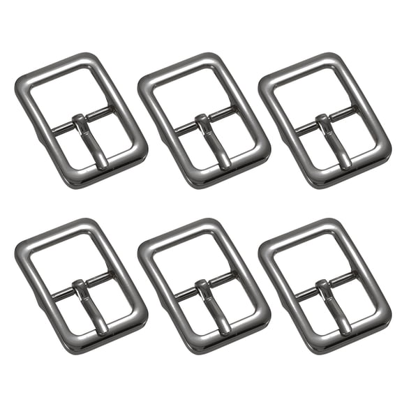 Uxcell 0.75 IN(19mm) Single Prong Belt Buckle [6Pcs] - Metal Center Bar Buckle - [Black] Square Loops Clasp