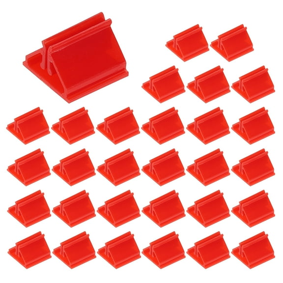 Uxcell 0.75 Inch Plastic Card Stands, 30 Pcs Place Card Holders Triangle Design Modern Table Number Stands for Party Board Games Photos Memos Price Tags Labels Menus, Red