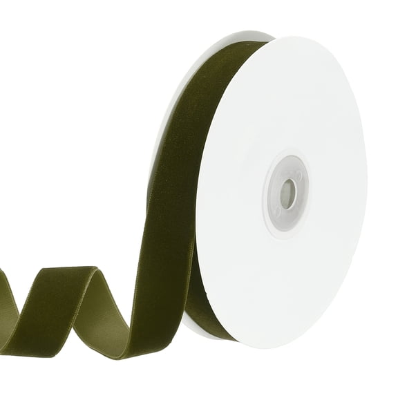 Uxcell 0.75 Inch x 10 Yard Velvet Ribbons Single Faced Vintage Velvet Ribbons Spool for Decor DIY Army Green