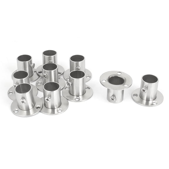 Uxcell 0.75" Pipe Dia Stainless Steel Clothes Towel Flanged Socket, 10 Pack