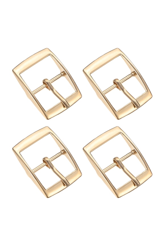 0.78 IN(20mm) Metal Single Prong Buckle [4Pcs] - Webbing Belts Center Bar Buckle - [Gold Tone] Square Loops Clasp