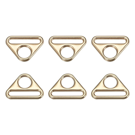 Uxcell 0.79" 20mm Adjuster Triangle with Bar Swivel Clip D Dee Ring Buckle, 6Pack Gold