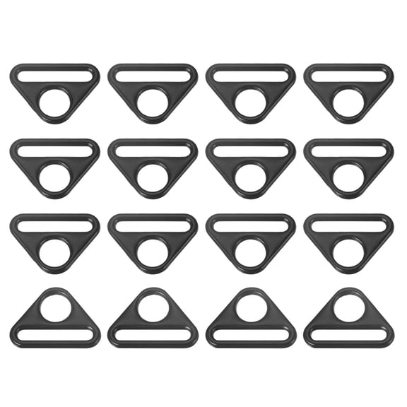 Uxcell 0.79" Adjuster Triangle with Bar Swivel Clip D Dee Ring Buckle, 16Pack Matte Black