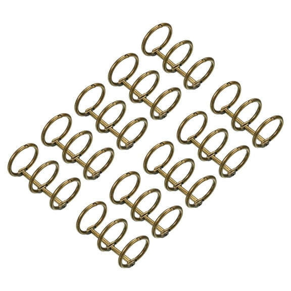 Uxcell 0.79" Dia 3 Circle Detachable Metal Binder Rings Loose Leaf Rings Bronze 10 Pack