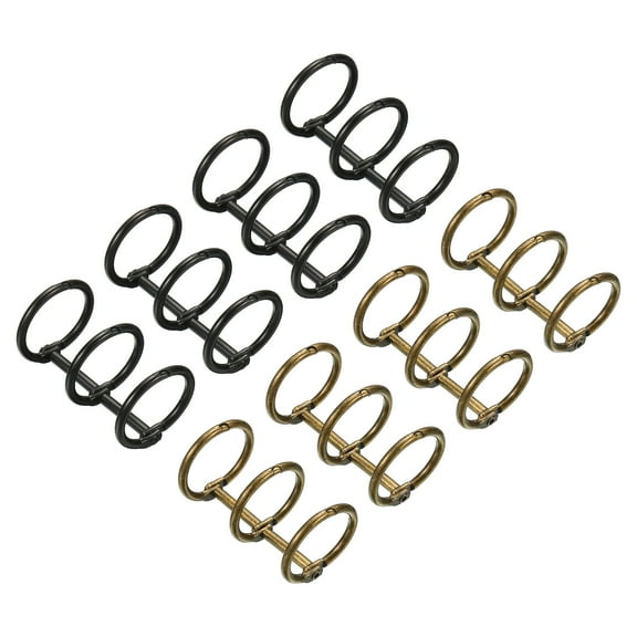 Uxcell 0.79" Dia 3 Circle Metal Binder Rings Loose Leaf Rings Bronze/Black 8 Pack