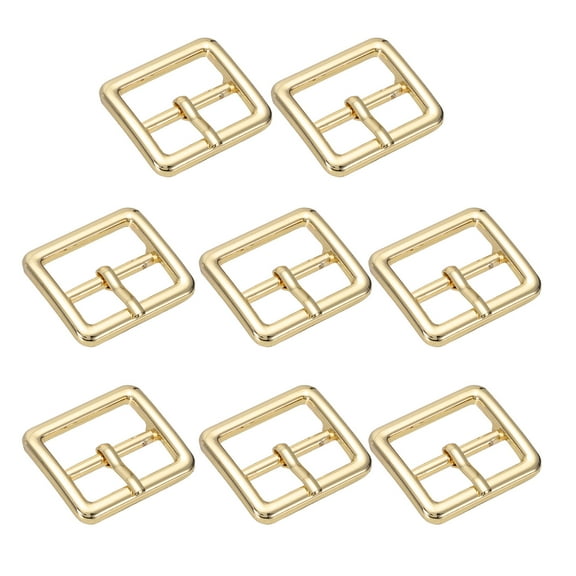Uxcell 0.79 IN(20mm) Metal Single Prong Buckle [8Pcs] - Webbing Belts Center Bar Buckle - [Gold Tone] Square Loops Clasp