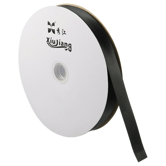 Uxcell 0.79" x 100 Yards Double Face Decorate Crafts Roll Satin Ribbon Black