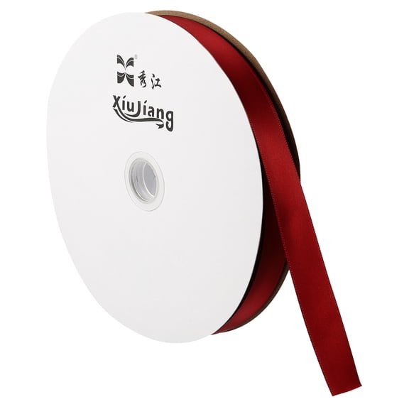 Uxcell 0.79" x 100 Yards Double Face Decorate Crafts Roll Satin Ribbon Wine Red