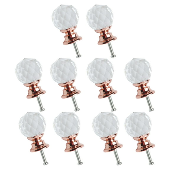 Uxcell 0.79"x1.18" Wardrobe Dresser Door Knobs Pull Handle Crystal Rose Gold Color 10pcs