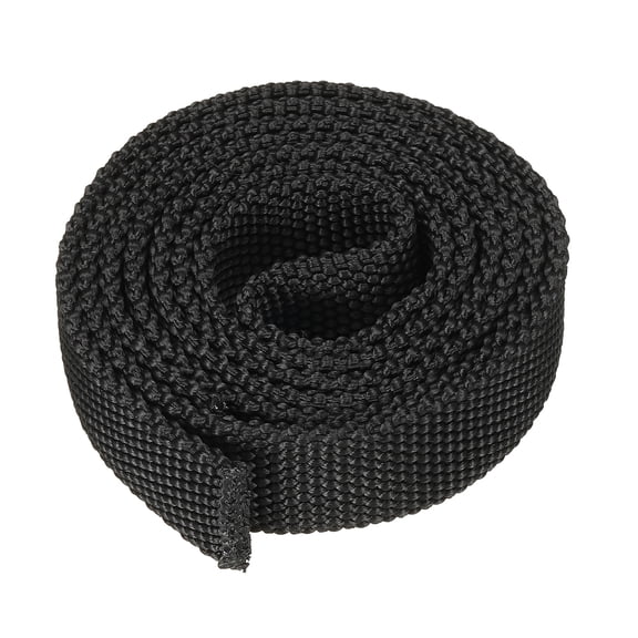 Uxcell 0.8" Flat Dia 3.3FT Nylon Protective Hose Sleeve, Cable Cover Sheath Protection, Black