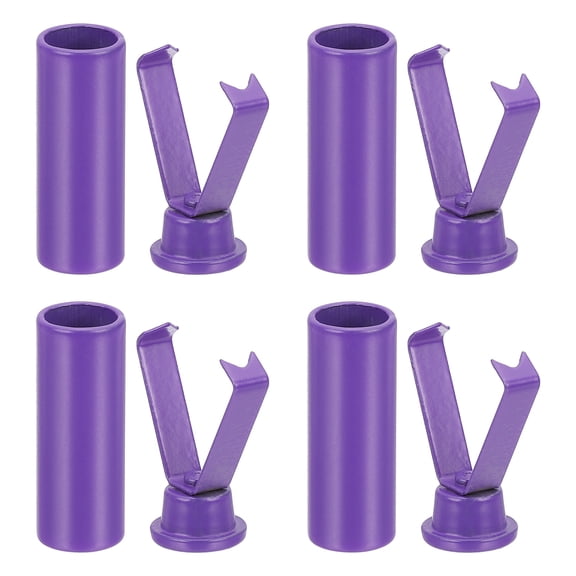Uxcell 0.8 Inch Aglets for Shoelaces, 4 Pcs Cylindrical Metal Aglets with Clips for DIY Repairing, Purple