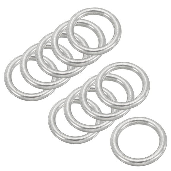 Uxcell 0.8" Metal Rings 10Pcs 316 Stainless Steel Seamless O-Ring for Macrame Hardware, 4x20mm