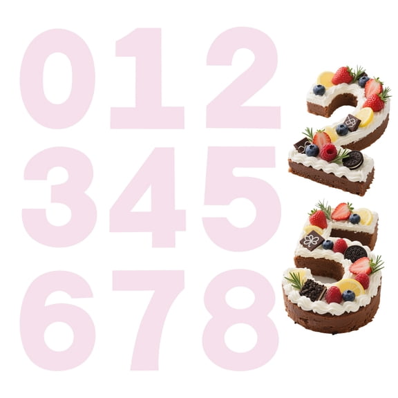 Uxcell 0-8 Number Cake Stencils Template, 14 Inch Cake Baking Templates Number Stencils Pastry Making Supplies for DIY Wedding Graduation Birthday Anniversary, Pink