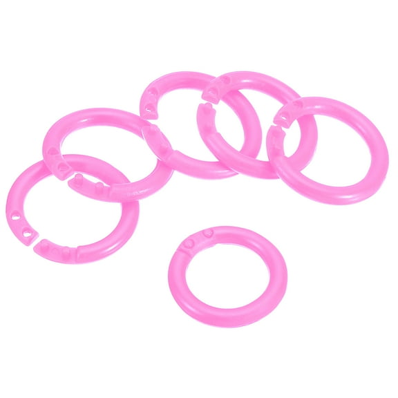 Uxcell 0.8" OD 0.6" ID Loose Leaf Rings Binder Ring Plastic for Book DIY Scrapbook Notebook, Pink 50 Pack