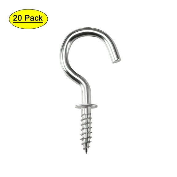 Uxcell 0.8" Small Screw Eye Hooks Self Tapping Screws Carbon Steel Silver 20Pcs