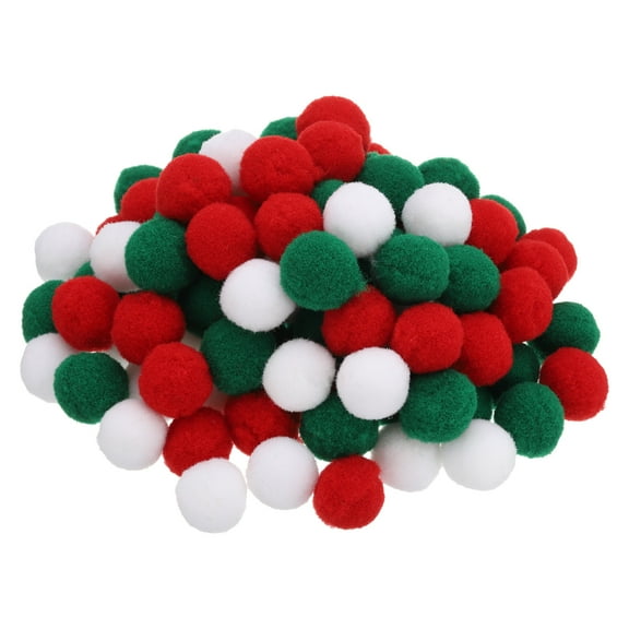 Uxcell 0.8 in Pom Poms for Crafts, 100Pcs Pom Pom Balls, Red, Green, White