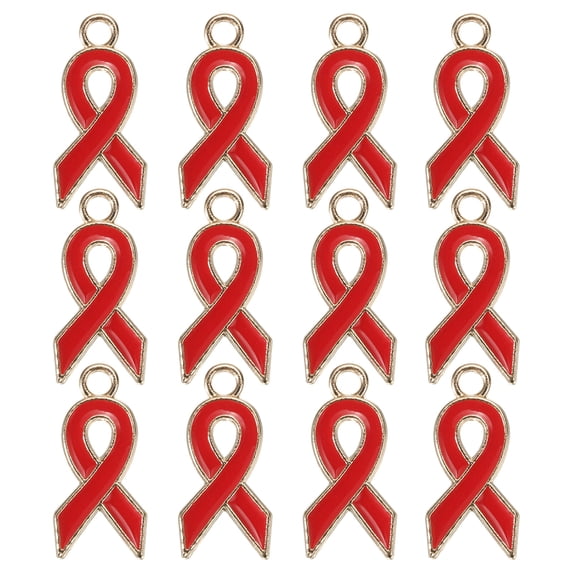 Uxcell 0.8" x 0.4" Ribbon Pendants, 20Pcs Awareness Hope Charm Accessories, Red