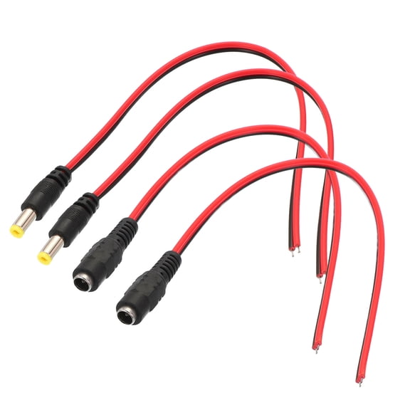 Uxcell 0.82Ft DC Power Cable, 4Pcs Camera Video Female/Male Cable Wire Cord, Black