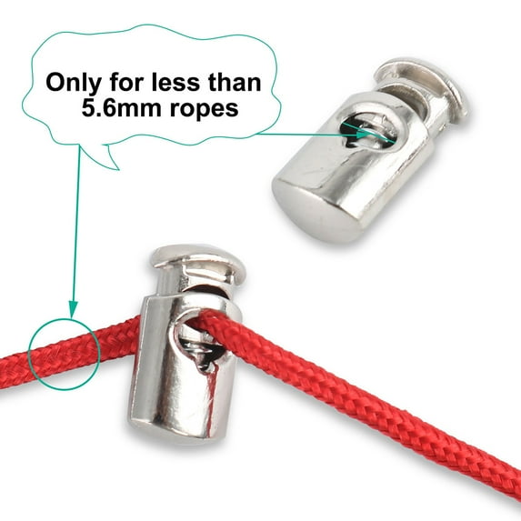 Uxcell 0.83''x0.43''x0.28'' Spring Cord Locks End Fastener Single Hole Toggle Stoppers Plastic Silver Tone 6pcs