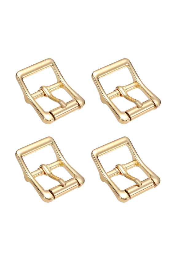 0.86 IN(22mm) Metal Roller Buckle [4Pcs] - Webbing Belts Center Bar Single Prong Buckle - [Light Gold] Curved Loops Clasp